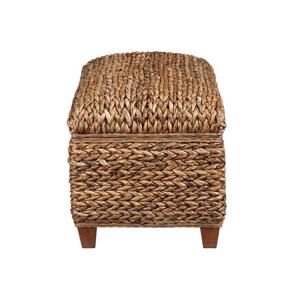 Amber Woven Storage Basket with Lid, Chest Style Mahogany Storage Trunk