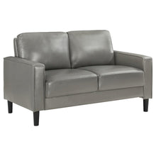 Gray Faux Leather 2 Seater Couch, Leather Loveseat Sofa for Living Room