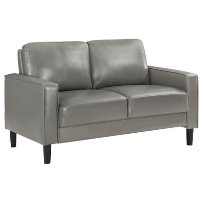 Gray Faux Leather 2 Seater Couch, Leather Loveseat Sofa for Living Room