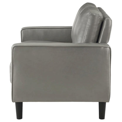 Gray Faux Leather 2 Seater Couch, Leather Loveseat Sofa for Living Room
