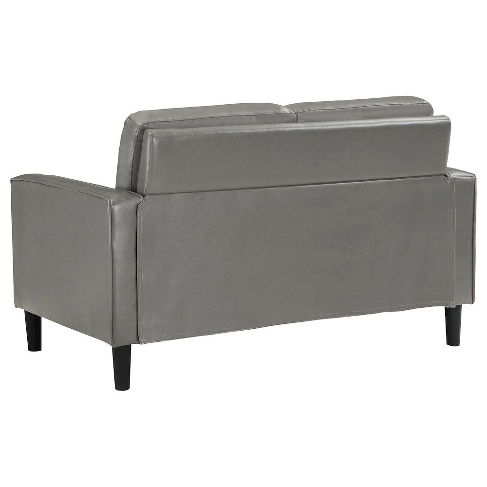 Gray Faux Leather 2 Seater Couch, Leather Loveseat Sofa for Living Room