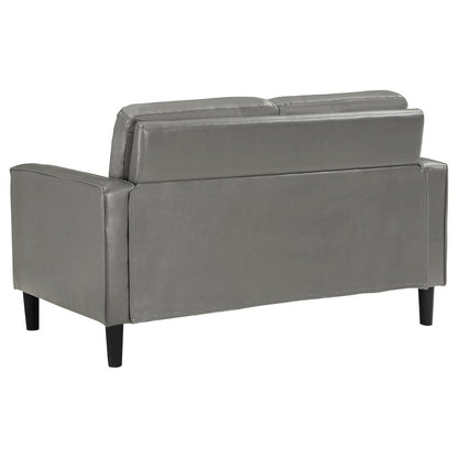 Gray Faux Leather 2 Seater Couch, Leather Loveseat Sofa for Living Room