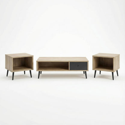 Distressed Pine 3-Piece Coffee, End Table Set with Rectangular Shape