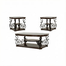 Dark Merlot 3-Piece Glass Top Coffee and End Table Set with Traditional Design