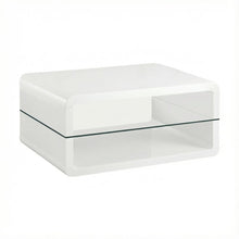 White Rectangular Coffee Table with High Gloss Finish and 1 Shelf for Storage