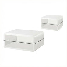 White 2-Piece Coffee and End Table Set with Rectangular Design, Plastic Glides