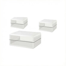 White 3-Piece Coffee and End Table Set with High Gloss Finish and Plastic Glides