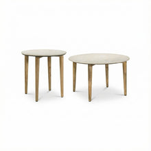 White 2-Piece Living Room Table Set with Round Coffee and End Tables