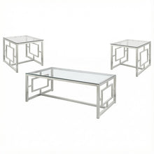 3-Piece Nickel Rectangular Coffee and End Table Set with Plastic Glide