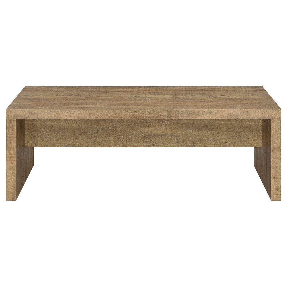 Modern Rectangular Wood Coffee Table in Mango Finish for Living Room