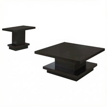 Cappuccino 2-Piece Square Coffee and End Table Set with Plastic Glide