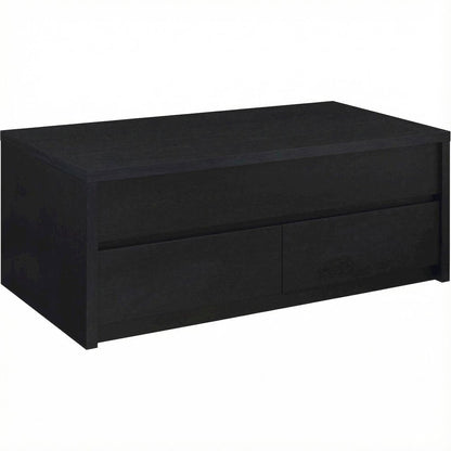 Lift Top Coffee Table Black with Dual Drawers Rectangular Contemporary Design