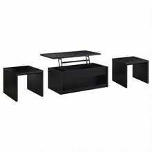 Black 3-Piece Lift Top Coffee Table Set with Casters and Rectangular Design