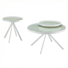 White 2-Piece Round Living Room Table Set with Levelers and Contemporary Design