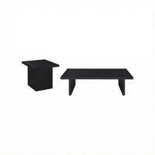 Black 2-Piece Rectangular Table Set with Contemporary Design and Durable Glide