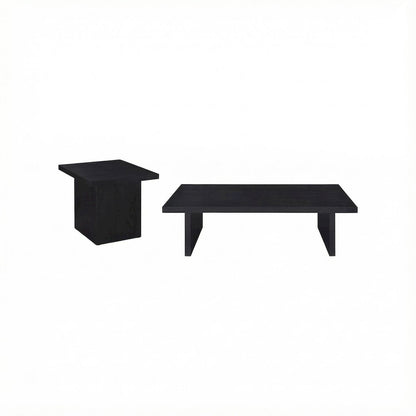 Black 2-Piece Rectangular Table Set with Contemporary Design and Durable Glide