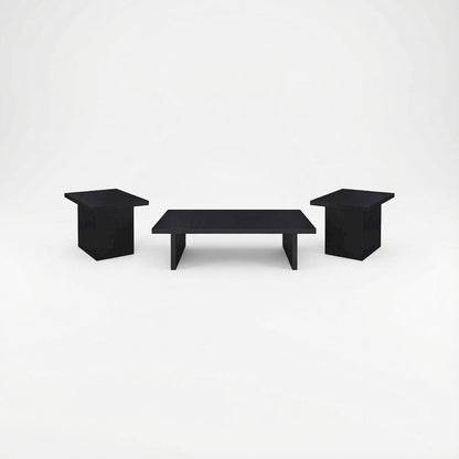Black 3-Piece Rectangular Coffee and End Table Set with Plastic Glide