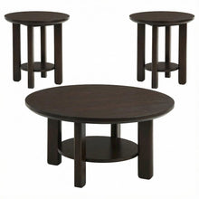 3-Piece Brown Round Wood Coffee Table Set with End Tables and Durable Design