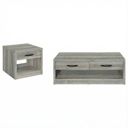 Gray Driftwood 2-Piece Coffee and End Table Set with Rectangular Shape