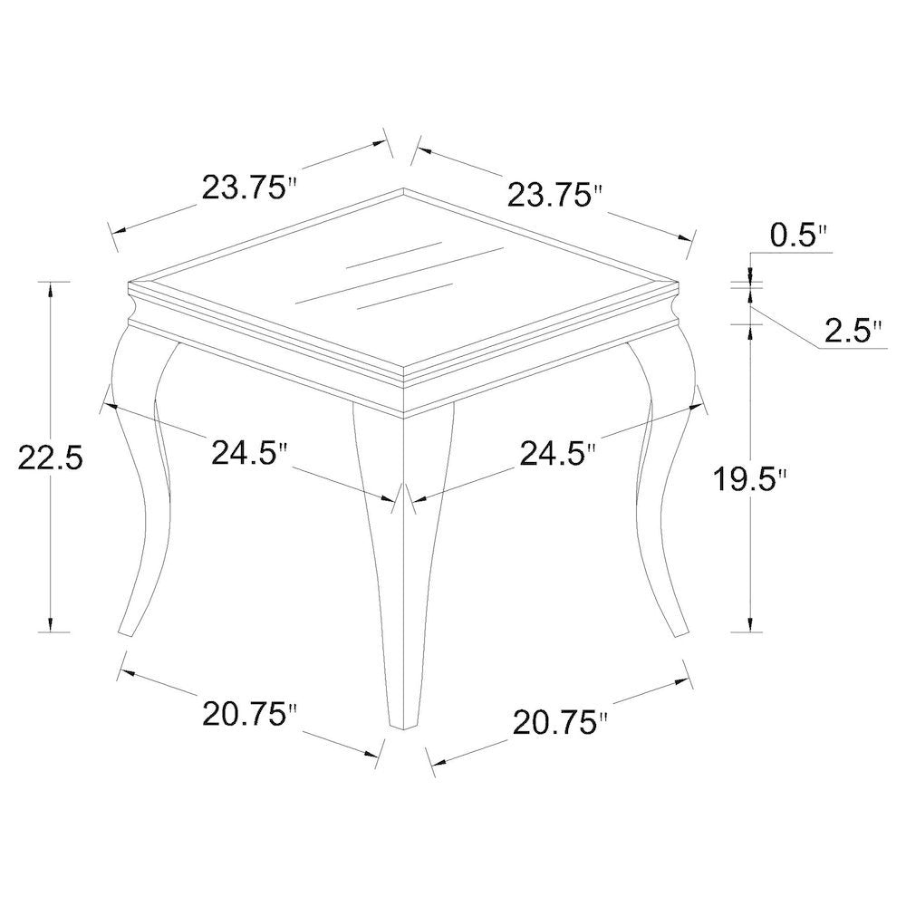Square End Table, White Beveled Glass Top, Chrome Metal Base, Modern Flair