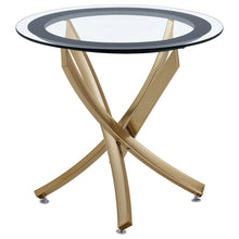 Round End Table, Brass Metal Base, Tempered Glass Top, Elegant Petite Design