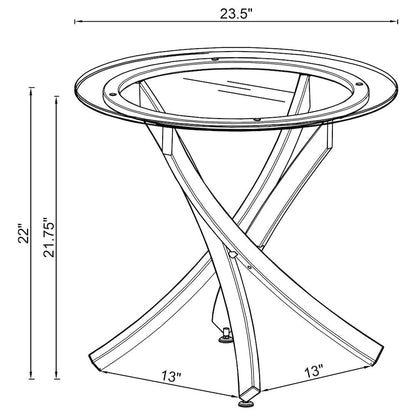 Round End Table, Brass Metal Base, Tempered Glass Top, Elegant Petite Design