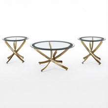 Rose Brass 3-Piece Round Living Room Table Set with Contemporary Design