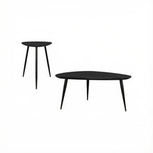 Black 2-Piece Triangular Coffee and End Table Set with Mid-Century Style