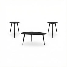 Black Triangular 3-Piece Coffee and End Table Set with Mid-Century Modern Design
