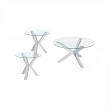 3-Piece Chrome Round Coffee and End Table Set with Plastic Glides