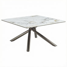 White Square Coffee Table with Sintered Stone Top and Leveler Feet