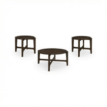 Dark Brown 3-Piece Solid Wood Coffee and End Table Set with Round Shape