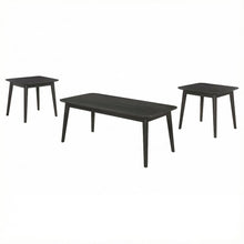 3-Piece Black Rectangular Coffee Table Set with Mid-Century Modern Style