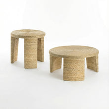 Neutral Rattan 2-Piece Coffee and End Table Set with Round Shape
