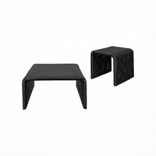 Black 2-Piece Rattan Coffee and End Table Set with Coastal Style, Durable Build