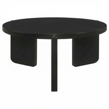 Round Black Coffee Table Solid Wood Contemporary Design with Stable Build