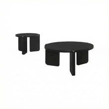 Black 2-Piece Solid Wood Coffee and End Table Set with Round Tops