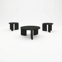 3-Piece Solid Wood Coffee and End Table Set, Round Tops, Contemporary Design