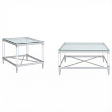 Square Chrome 2-Piece Coffee and End Table Set with Plastic Glide Feet
