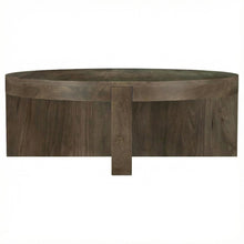 Round Brown Mango Wood Coffee Table Solid Farmhouse Design Durable Surface