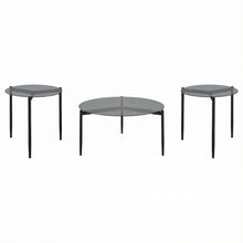Gray Round 3-Piece Coffee, End Table Set with Plastic Glide, Contemporary Style