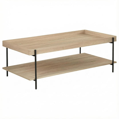 Light Brown Rectangular Engineered Wood Coffee Table Farmhouse Style