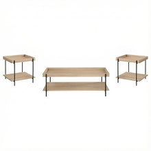 Warm Wood Rectangular 3-Piece Coffee and End Table Set with Farmhouse Style