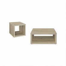 Distressed Pine 2-Piece Coffee and End Table Set with Square Shape