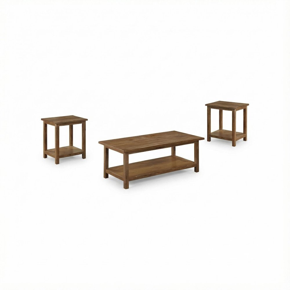 Distressed 3-Piece Living Room Table Set, Rectangular Coffee and End Tables