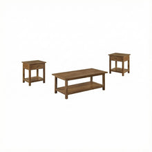 Brown 3-Piece Living Room Table Set with Coffee Table and End Table Drawers