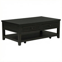 Rectangular Distressed Java Coffee Table with 2 Drawers and Coastal Style