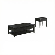 Distressed Java 2-Piece Coffee and End Table Set with Farmhouse Style