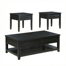 Distressed Java 3-Piece Coffee and End Table Set Farmhouse Style Sturdy Design