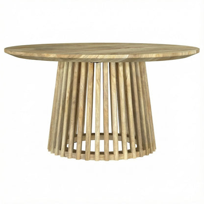 Round Mango Solid Wood Coffee Table with Durable Finish and Sturdy Construction